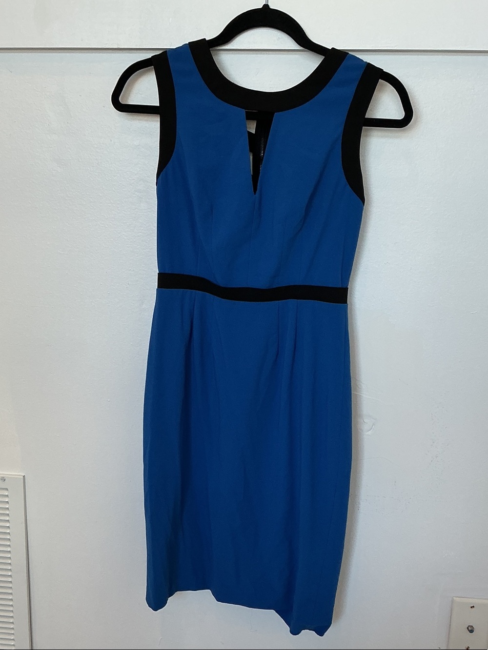 BCBGMaxAzria Royal Blue Sheath Dress with Black Trim